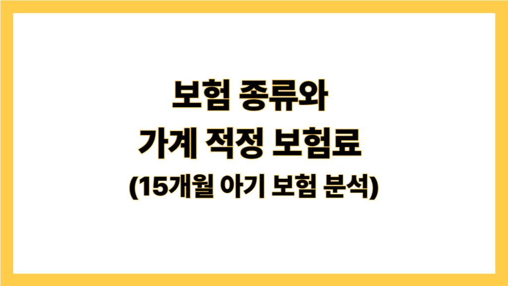 보험 종류와 가계 적정 보험료 (15개월 아기 보험 분석)