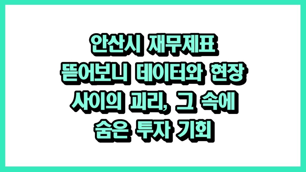 안산시 재무제표 뜯어보니 데이터와 현장 사이의 괴리, 그 속에 숨은 투자 기회