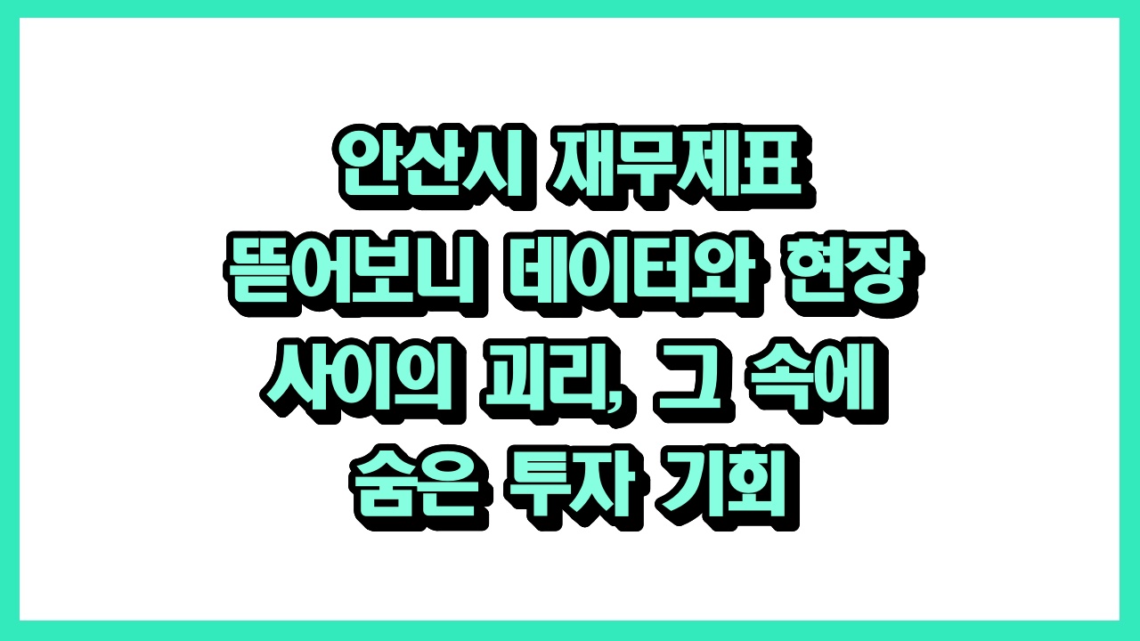 안산시 재무제표
뜯어보니 데이터와 현장
사이의 괴리, 그 속에 
숨은 투자 기회